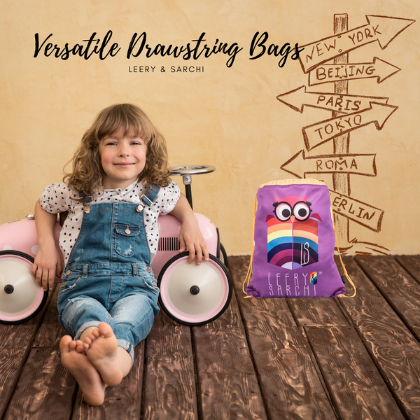 Art series purple drawstring bag with cute owl design for carrying your wet swimwear, beach towel, library books, sporting needs and a variety of your other favourite items. Use at school or home on the weekend!