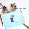 The perfect blue clutch, pouch, pencil case with personality to keep your belongings. Dress up or down. Adventure Awaits