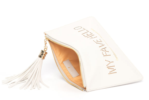 Dunsborough, Yallingup, Margaret River Region gorgeous women's "My Fave Hello" clutch, pouch to complete your look. Clutches with messages, evening & day styles, perfect gifts.