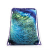 Art series blue green drawstring bag with cute fox design for carrying your wet swimwear, beach towel, library books, sporting needs and a variety of your other favourite items. Use at school or home on the weekend!