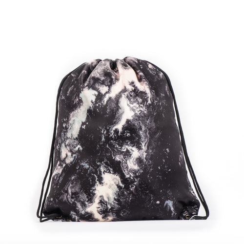 Art series black drawstring bag with cute fox design for carrying your wet swimwear, beach towel, books, sporting needs and a variety of your other favourite items. Use at school or home on the weekend!
