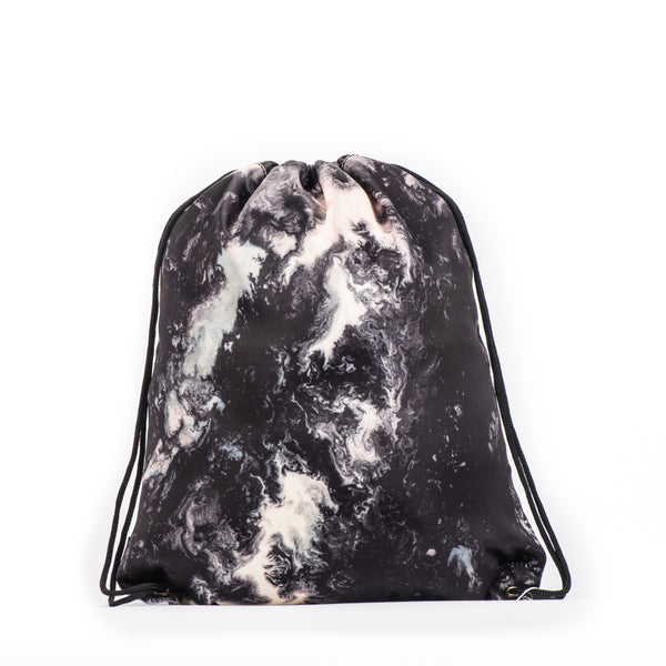 Art series black drawstring bag with cute fox design for carrying your wet swimwear, beach towel, books, sporting needs and a variety of your other favourite items. Use at school or home on the weekend!